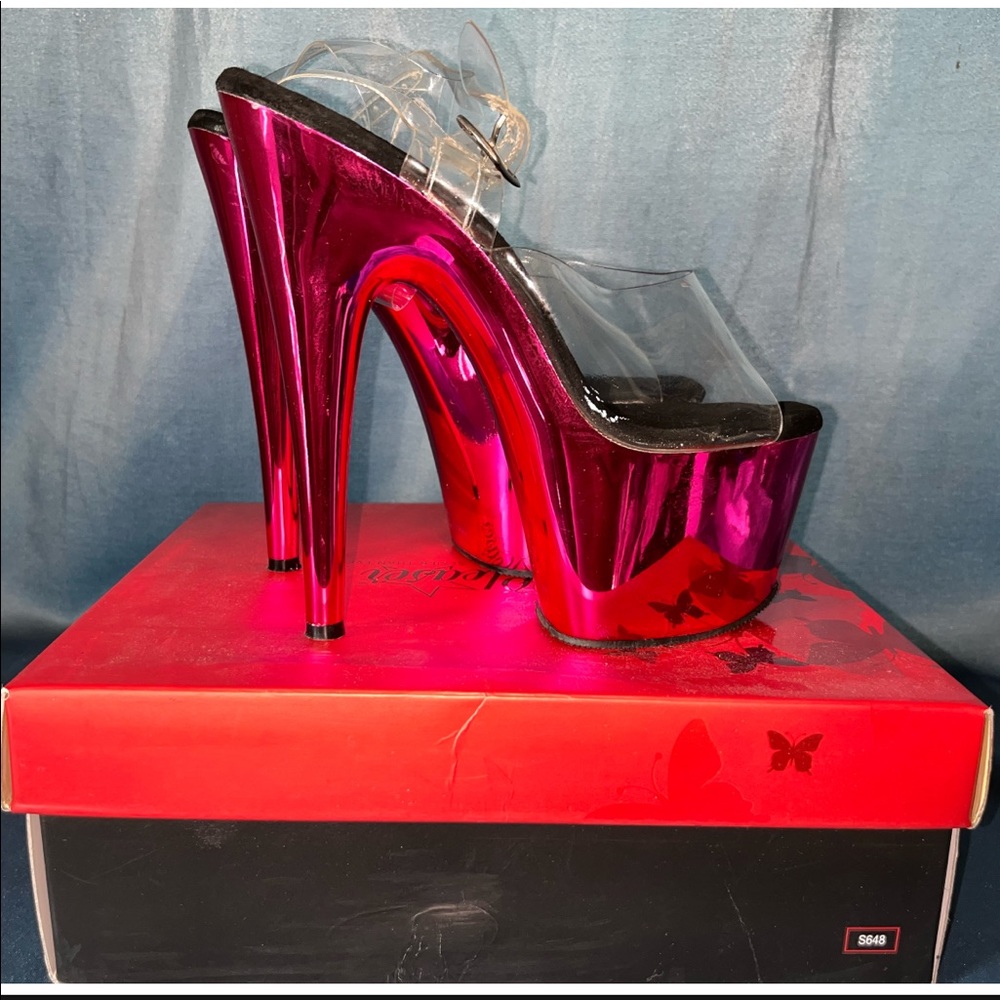 Pleasers Chrome Pink, 6in Heels , Pleasers, Worn Once like New Condition